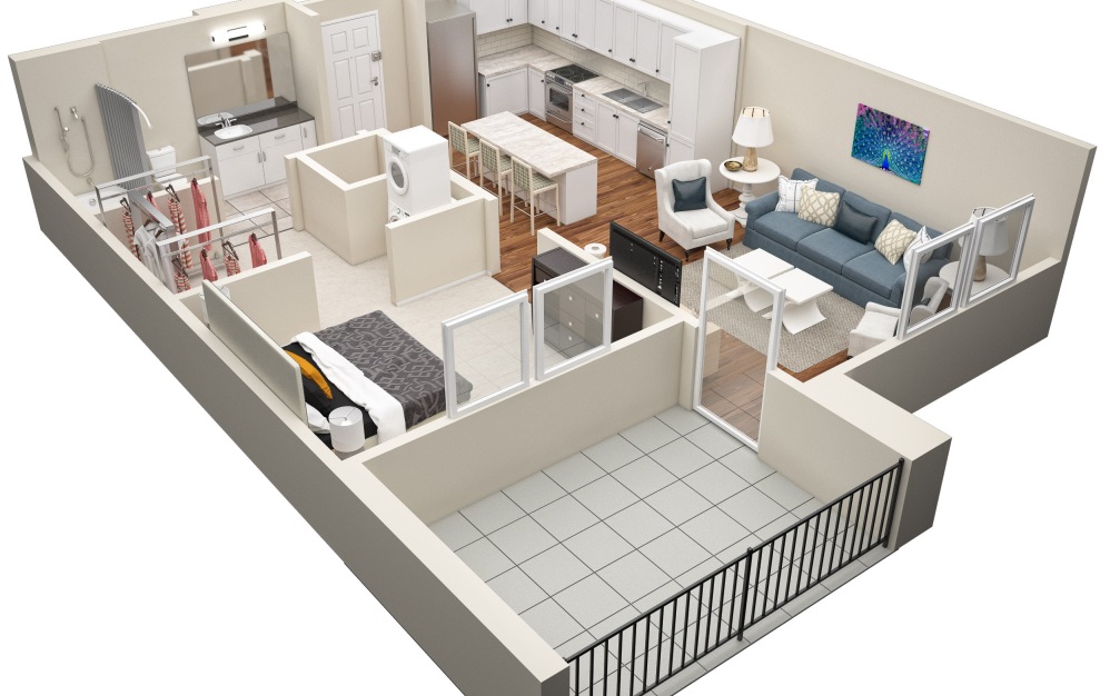 The Laurel - A1 Floorplan in 3D