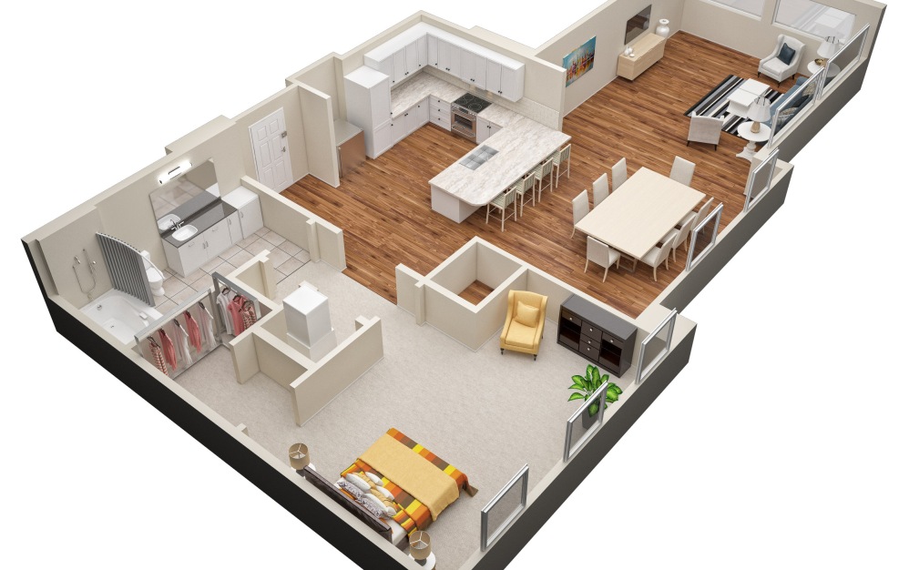 The Oak (A7) Floorplan in 3D