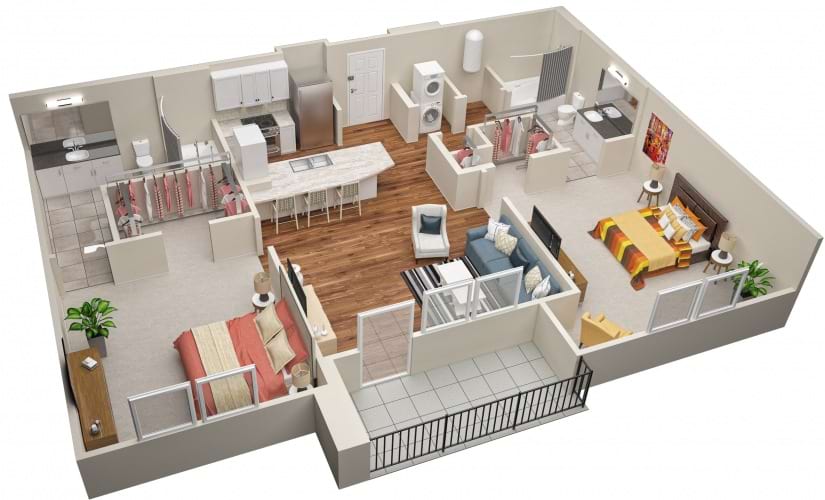 The Pine (B1) Floorplan in 3D