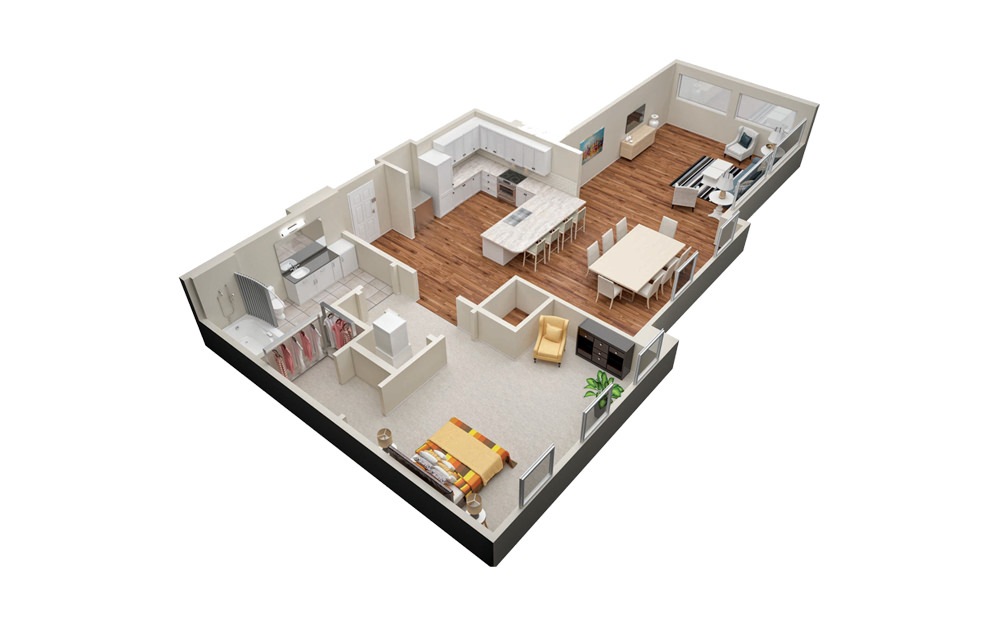 A7 1 Bedroom 1 Bath Floorplan A7 1 Bedroom 1 Bath Floorplan