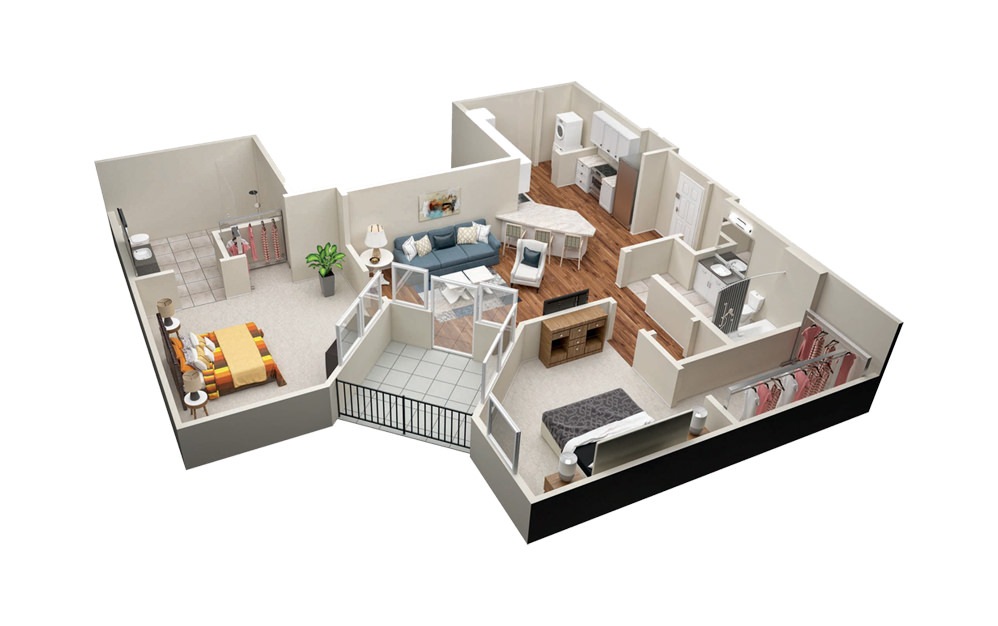 B3A 2 Bedroom 2 Bath Floorplan B3A 2 Bedroom 2 Bath Floorplan